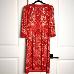 Sandra Darren (16) Retro Print Dress - Knee Length, Trumpet Sleeve- Pucci Style